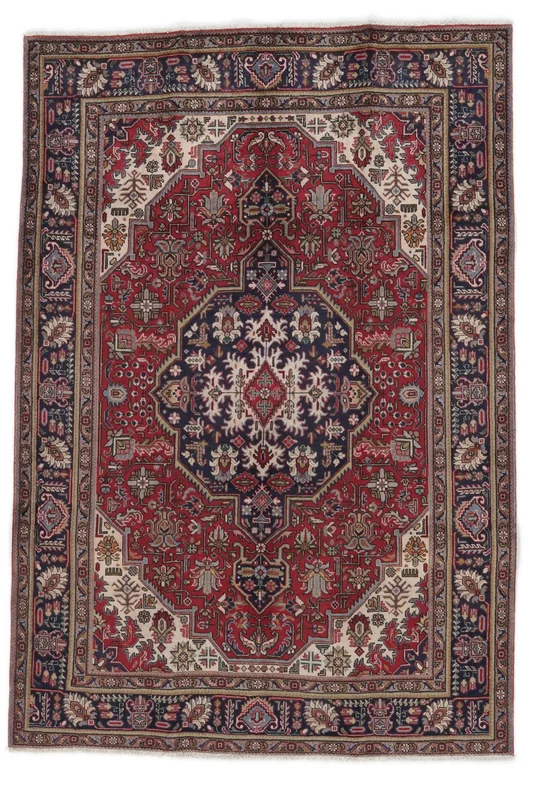 Tabriz Matta Orientalisk Svart/Mörkröd (Ull, )