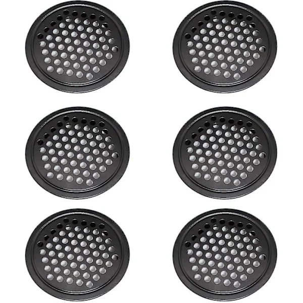 6 Stykker Ventilgitter i Stål, Ventilgitter for Skap - 60mm Rundt Ventilgitter Kan Brukes i Garasje, Baderom, Soverom