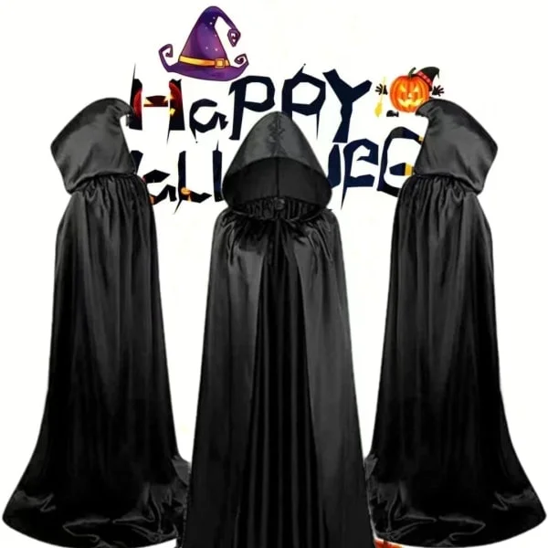 Halloween-kappe Dødens kappe vampyrhekskappe festdrakt voksne barn svart kappe_tfrf