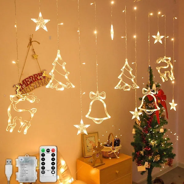 LED String Lights Christmas Curtain Lights 3.5M Waterproof Fairy