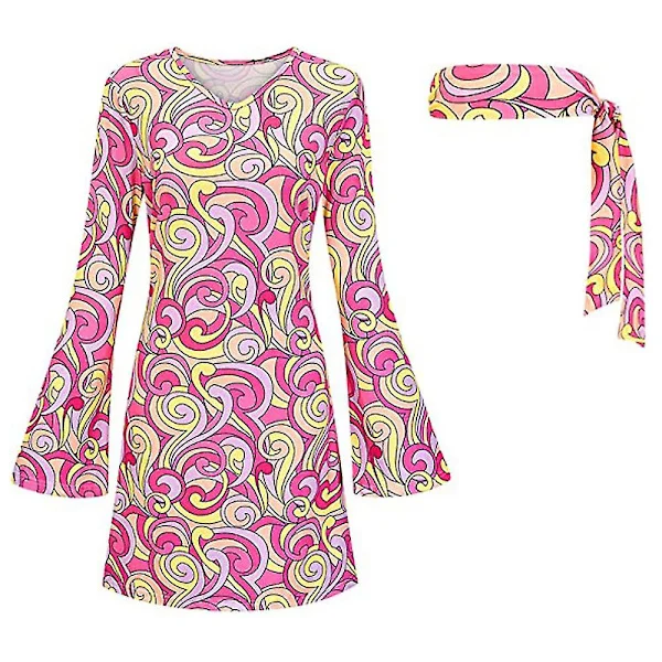 70-luvun 80-luvun naisten hippiasu setti disco-asu pääpanta mekko cosplay-juhlat lahjat