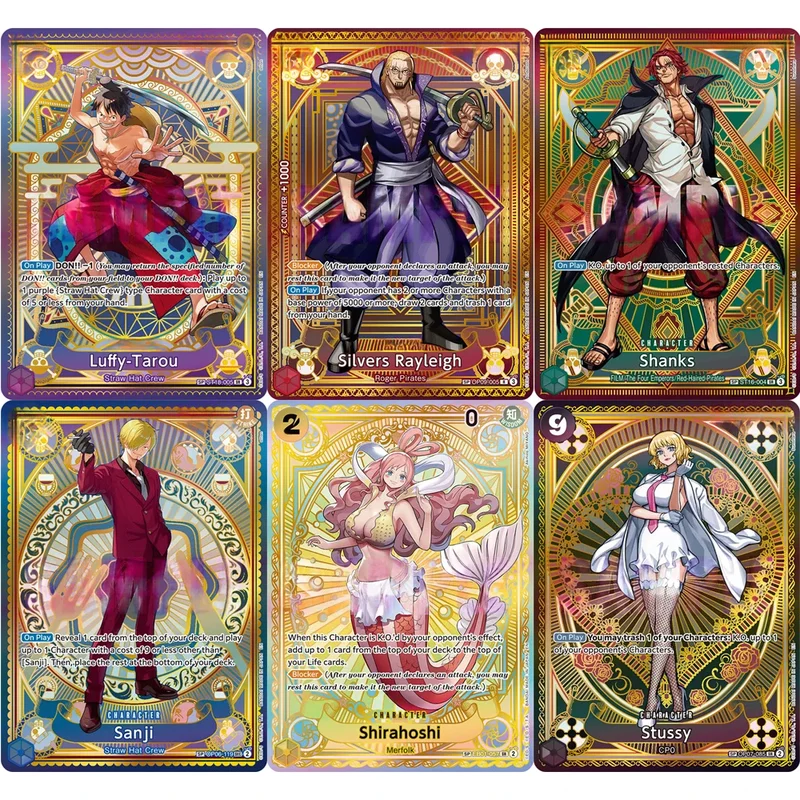 AliExpress - Cartes de collection ONE PIECE Luffy-Tarou Shanks Silvers Rayleigh Stussy EN DIY Cartes de jeu anime de haute qualité faites à la main 