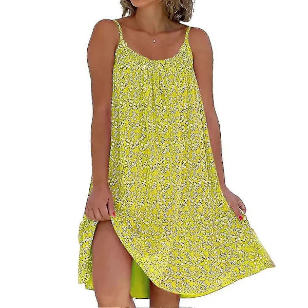 Blommig Camisole Klänning Sommar Ärmlös Klänning U-ringad Allround Sling Klänning Röd