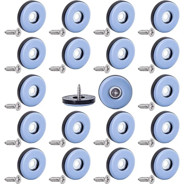 Set med 20 st 22 mm möbeltassar i teflon för stolsben, golvskydd, mobila PTFE-möbeltassar med mattsskruvar, för kakel och hårda trägolv