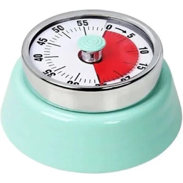 Magnetic Metal Timer - Manual Winding, No Battery, Time Visualization for Kitchen, Work, Study - Green