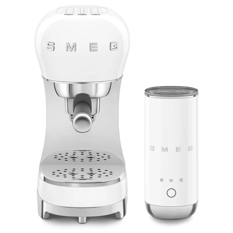 Smeg ECF12WHEU manuell espressomaskin med melkeskummer, hvit