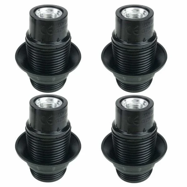 Svart E14-sockel, E14-lamphållare, 4 svarta adapteruttag