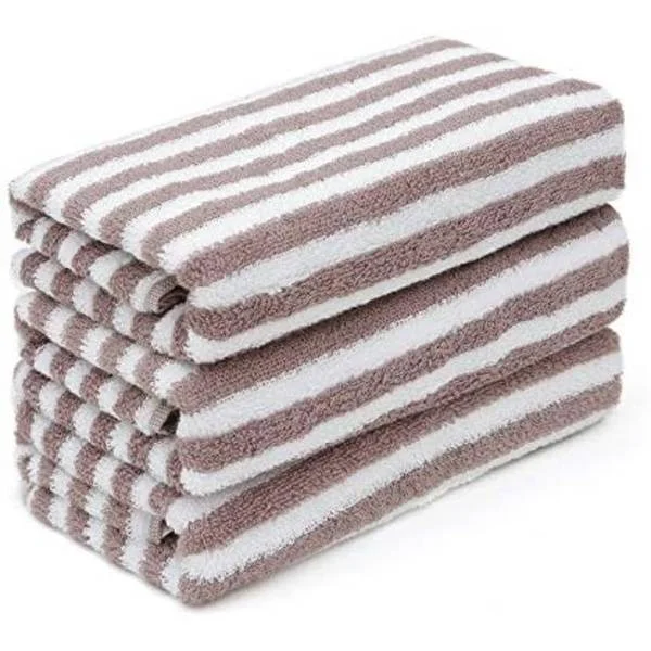 Supermjuka Thanksgiving-handdukar i bomull, randiga handdukar med upphängningsögla, mycket absorberande handduk för badrum 34*74CM (brun) 3-pack