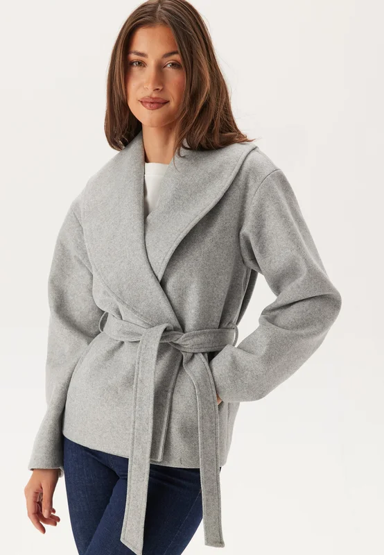 ONLY-Onlaugusta Life Short Coat-Light grey melange