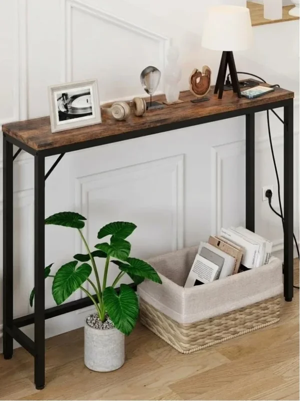 AliExpress - Konsolentisch mit Ladestation, Sofatisch für Eingangsbereich, Flur, Wohnzimmer, Moderner Beistelltisch mit USB-Anschlüssen & 