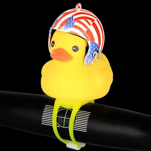 1pcs Cartoon Yellow Silica Gel Little Duck Shape Bicycle Bells Shining Mountain Bike Handlebar Duck Head Light Accessories