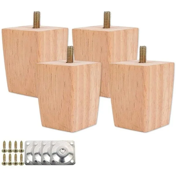 Set of wooden bed legs, 5 cm high