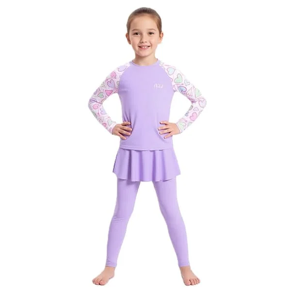 Barn Flickor Långärmad Baddräkt Kjol & Leggings UV-skyddande Baddräkt Lila