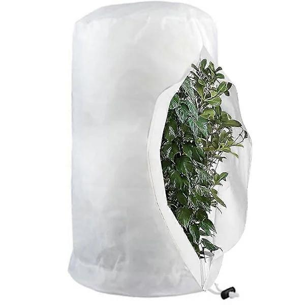 Frostsikre poser til planter, genanvendelige plantebeskytterposer med snøre, havefleeceposer vinter White_tfrf