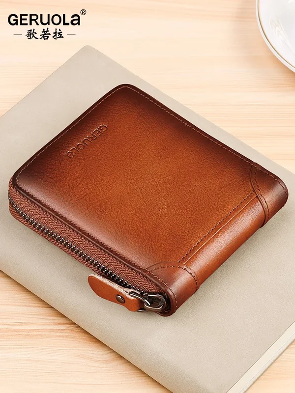 AliExpress - Portefeuille pour hommes 2024, nouveau portefeuille à fermeture éclair en cuir véritable, sac pour cartes à monnaie, portefeuille tout-en