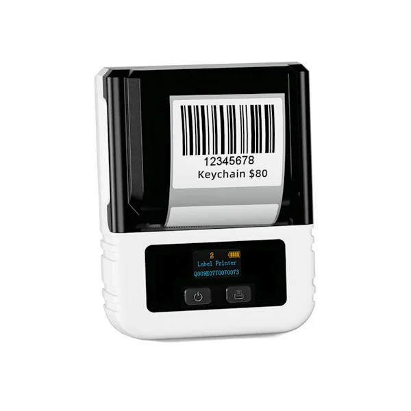 Termisk etikettprinter bärbar för streckkoder och prisskyltar i butik, kompakt ABS, Bluetooth 203dpi, Type-C laddbar, kompatibel med iOS/Android/Windo
