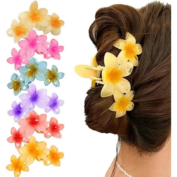 Hair Clips Hair Clamps - 6-pack - Floral Pattern - Colorful