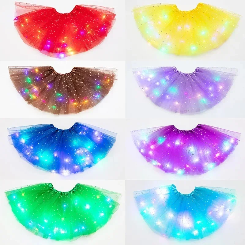 AliExpress - Leuchtender flauschiger LED-Rock für Mädchen, mehrlagiger Ballett-Tanz-Faltenrock, Tüll, leuchtendes kurzes Kleid für Geburtstagsfeier, 
