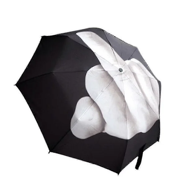 Nyhet Langfingerdesign Svart Paraply Kul Mote Slagparaply Sammenleggbar Beste Gave