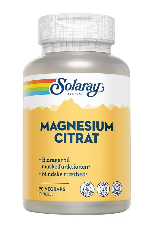 Solaray Magnesium Citrat 250 mg 90 kaps., Helse & Madvarer, Mineraler, Magnesium