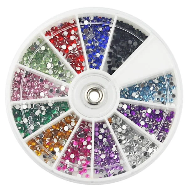 Neglekunst Rhinestone Stenpakke 1200 Premium Kvalitets Ædelstene - Dekorative Rhinestone Sten med Hjul