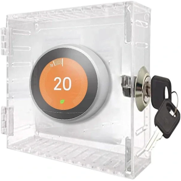 Thermostat Cover, Universal Thermostat Lock Box, Clear Large Thermostat Guard for Wall Thermostat, Thermostat Panel Lock Protector for Home, B