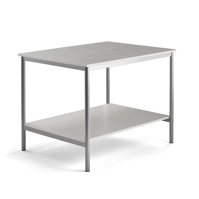 School science table, 1200x900x900 mm, grey linoleum, alu grey