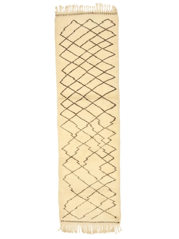 Piccolo Berber Moroccan - Beni Ourain 90X292 Lana, Tappeto