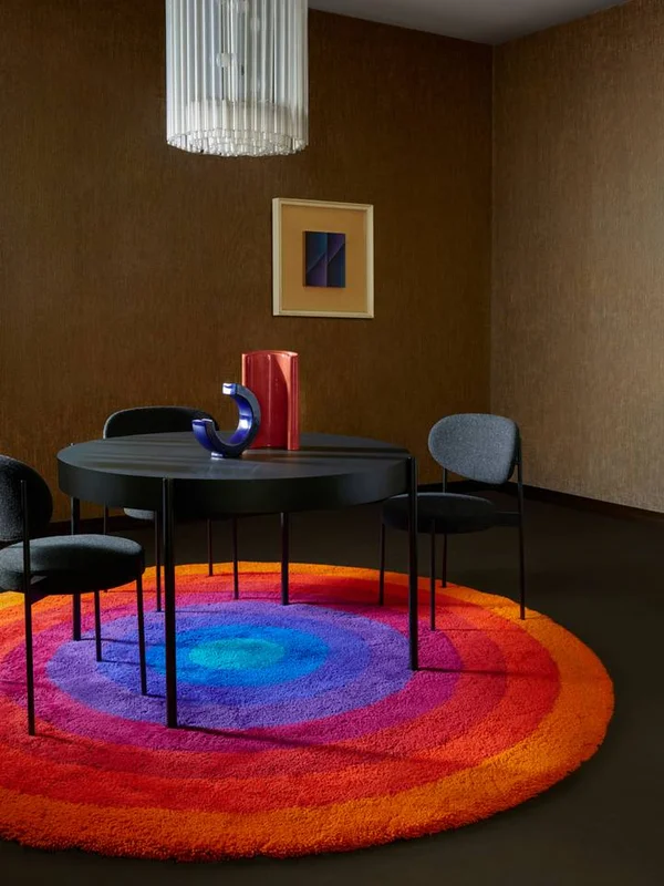 Geometric Large Romantica Circle By Verner Panton Rug - Orange/Multicolor Ø 250 Wool, Modern Style