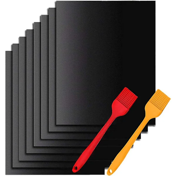 Bbq Grill Mat, 40x33cm Set Of 8 Outdoor Reusable Bbq Sheets, Cooking Mats Plancha For Gas Grill,apply To Griddles And Grids For Cooking