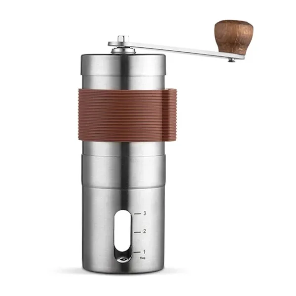 Manuell Kaffekvern med Keramisk Kvern, Justerbar Maling, Rustfritt Stål Kropp, Treholder, Holdbar, Bærbar & Vaskbar for Hjem og Camping