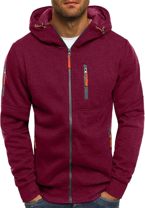 【NX】Luvtröja för män, sweatshirt med dragkedja, lätta jackor 1 röd