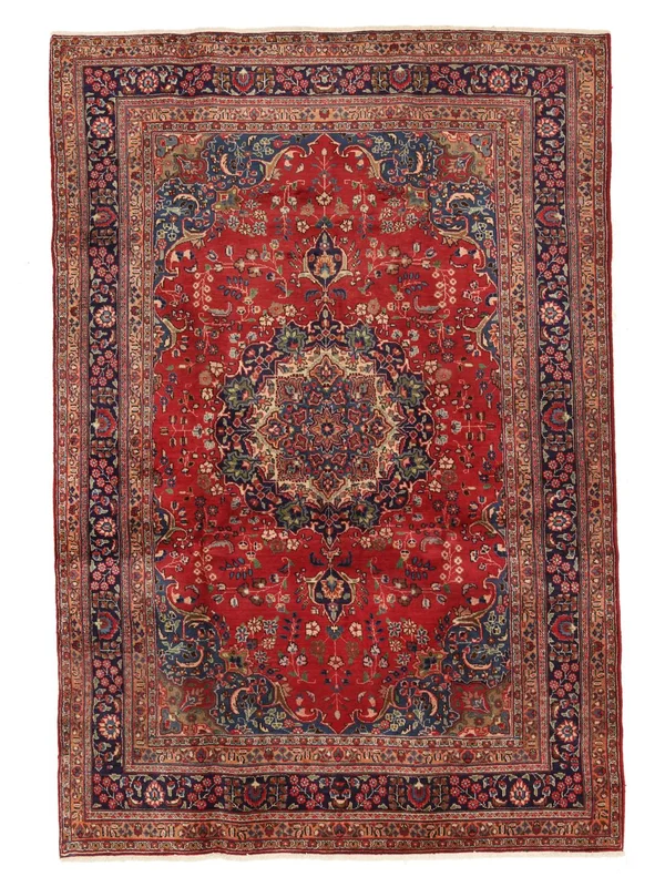 Mashad Tapis Noué À La Main 135X289 Rouge Foncé/Noir