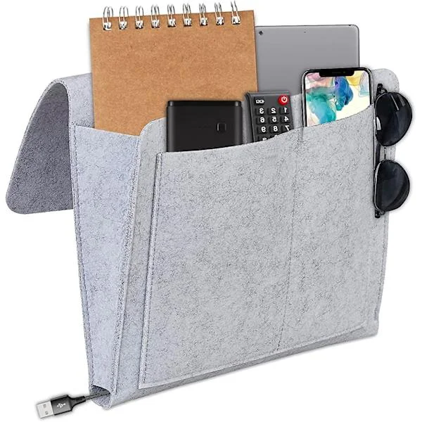 Bed Organizer Sofa Armrest Organizer Remote Control Couch Empty Pocket Bedside Pocket Bed Storage Bag Bed Hanging Caddy Storage Table, Light G_tfrf