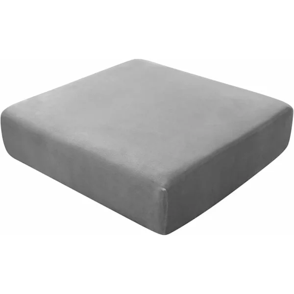Soffkuddsöverdrag, Stretch Sammet Soffkuddsöverdrag, Ersättningsöverdrag för Soffkuddar för Enkel Kudde (Stor 1-sits, Grå)_yux