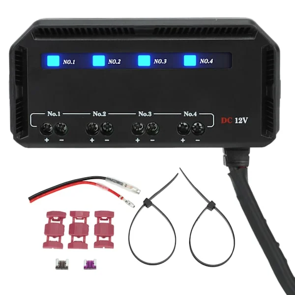4-way Fuse Relay Box Quick Disconnect 12V 20A with LED Indicator for Motorcycle Car Truck RV EV