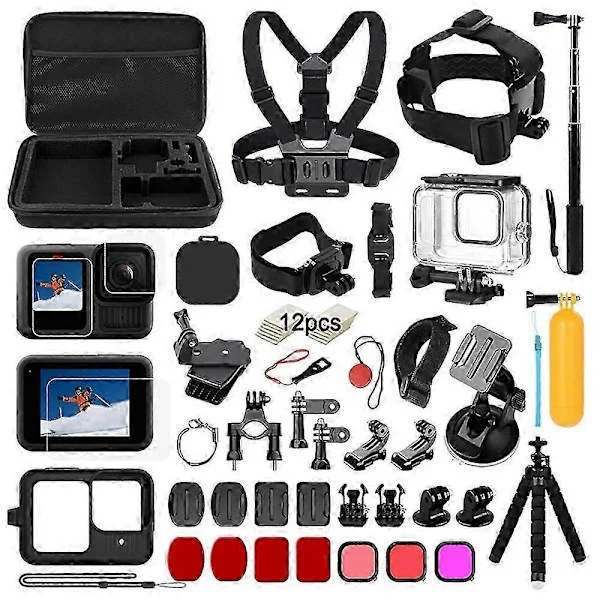 【YD】For GoPro Hero 13 Black Waterproof Case Chest Harness Tempered Glass Screen Protector with Selfie
