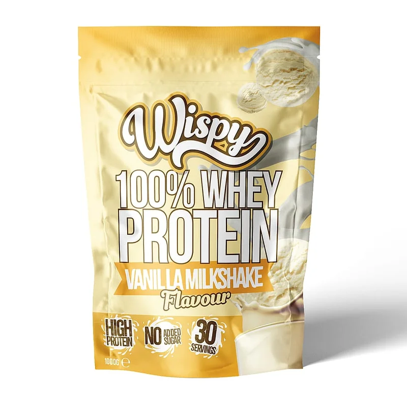 Wispy Nutrition Whey 100 Proteinpulver 1 kg Vanilla Milkshake, Sport & Velvære, Protein & Energi, Proteinpulver