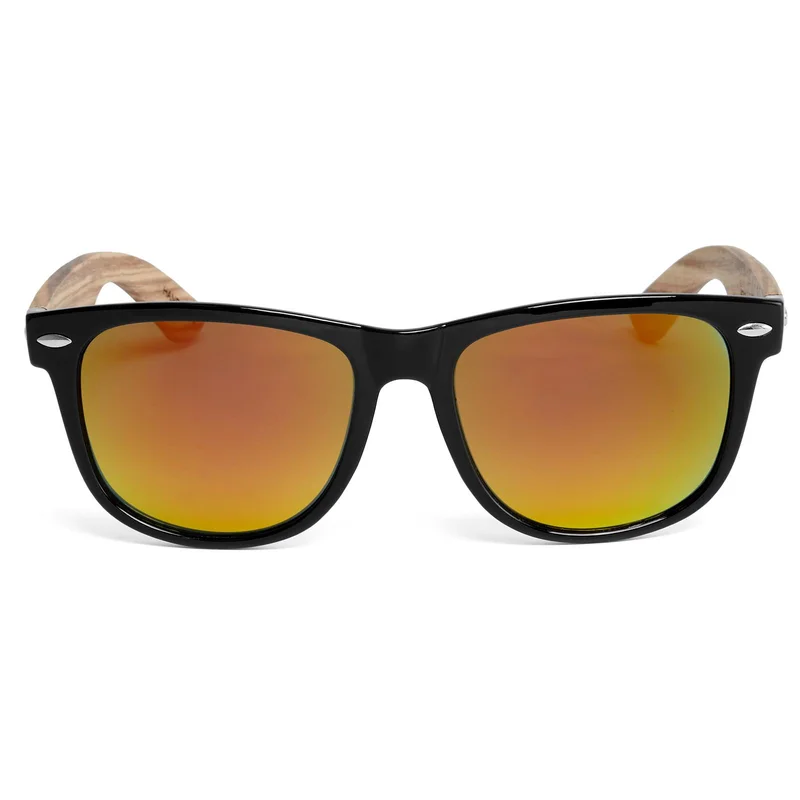 Black & Red Zebra Wood Mirror Sunglasses for Men - Wooden sunglasses