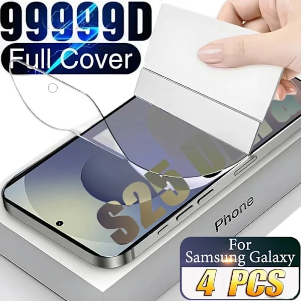 4 st Skärmskydd för Samsung S25 S24 S23 S22 S21 S20 Ultra Plus Hydrogel Film för Samsung S25 Edge S24 S23 S21 S20 FE Film