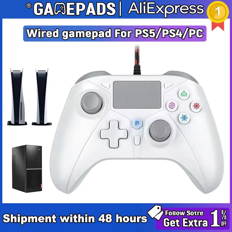 AliExpress - Manette de jeu filaire pour Playstation5 Ps5/Ps4/ps3/pc, compatible avec la fonction Turbo, vibration Dual Sense, programmation/Turbo