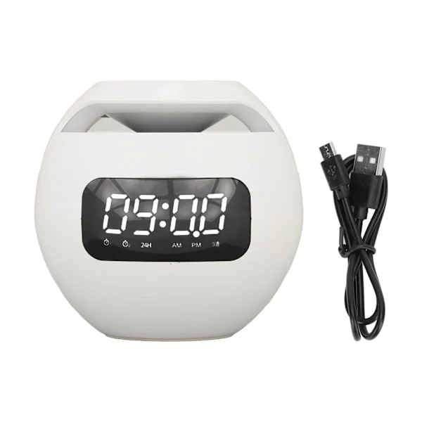 Bluetooth Alarm Clock Speaker Colorful Mini Portable Wireless FM Radio With Voice Prompts White