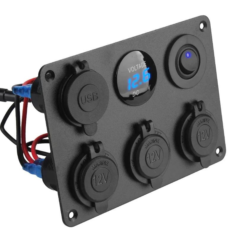 AliExpress - Panneau de prise 24V 12V, Distribution d'énergie, 3 Ports allume-cigare, 2 chargeurs USB 3.0 avec interrupteur, voltmètre, adaptateur 