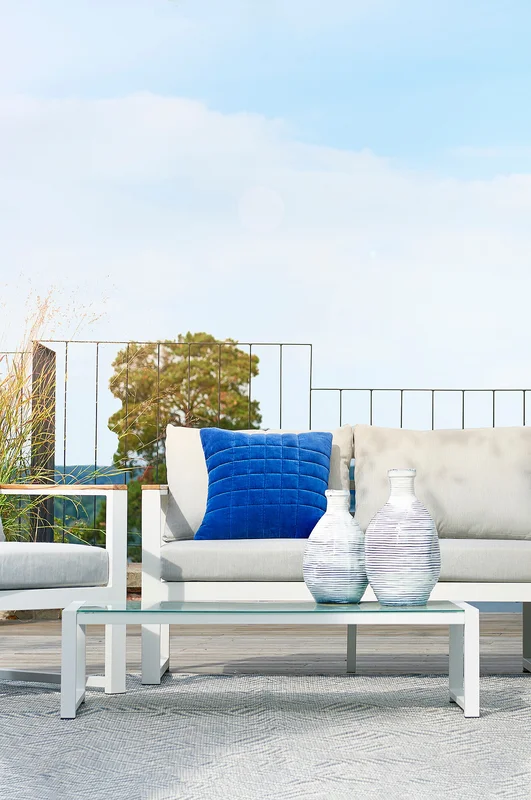 Jotex - Soffbord 60x118 Cm Aluminium - Glas Vit PAROS - Köp Utesoffbord hos Jotex