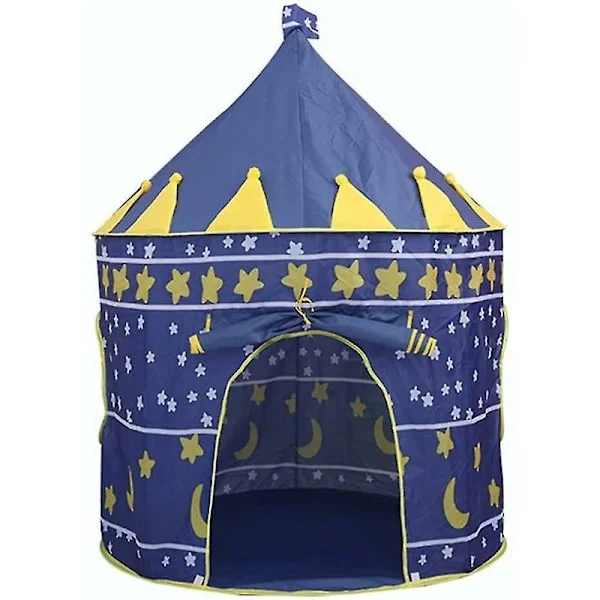 Blå Barn Pop Up Tält Barn Slott Tält Bärbar Pop Up Lek Tält med Bärväska