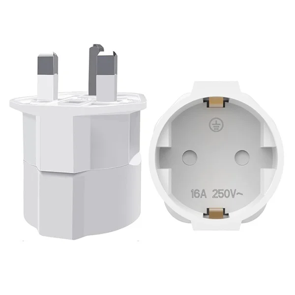2-pack UK Plug Adapter Set Frankrike till UK Reseadapter Plug Adapter för Irland England Skottland Dubai Malta Typ G Adapter Vit