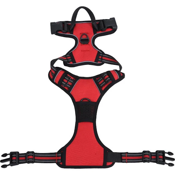 Hundsele - Anti-Drag Sele - Hundsele - Y-Sele Hund - Reflex - Röd - Storlek M - Husdjurssele - Porositet - Nylon - Husdjursprodukter