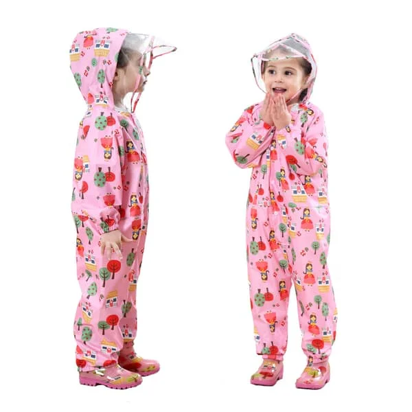 Regnfrakk Barn Hette Regn Pytt Sett Regn Poncho Regnfrakk Overall Ett Stykke Lett Bærbar Vanntett Regnfrakk Jakke S(S)