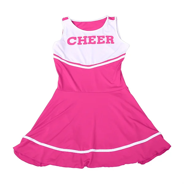 Cheerleader Kjole Kostume til Piger, Skolepiger Musikalsk Cheerleader Uniform med Ærmeløs Og Rund Halsudskæring, Strækbare Materialer Bløde Og