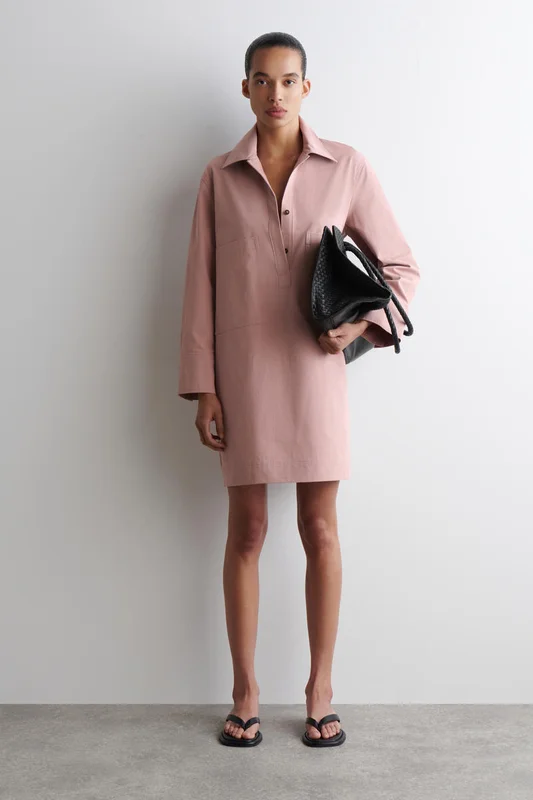 COS Femme Robe-Chemise Courte Workwear Dress in Rose